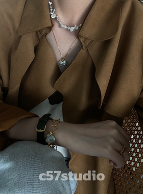 c57法式天然大爱心巴洛克珍珠项链美国14k注金自由抽扣