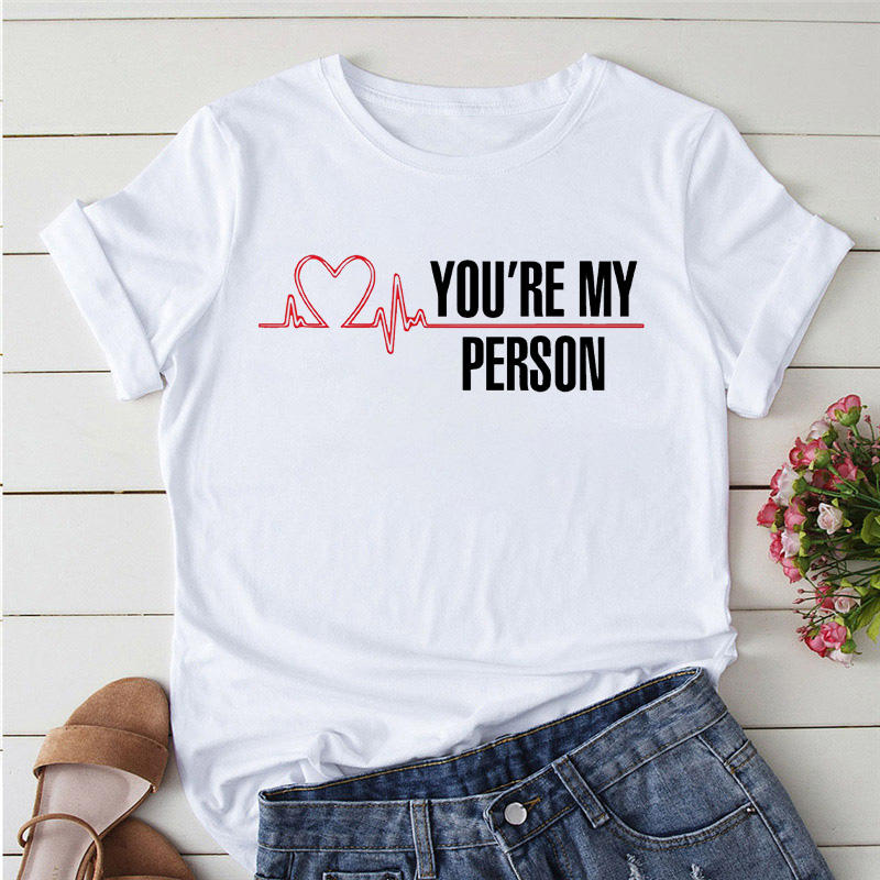 You're My Person Greys实习医生格蕾可爱印花欧美圆领大码T恤女 - 图0