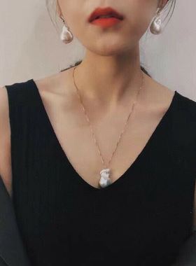 天然耳环纯手工制作巴洛克珍珠