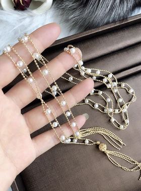 毛衣链佩戴淡水珍珠