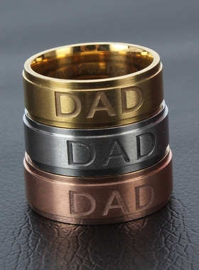 钛钢欧美戒指刻字男士拉丝玫瑰金