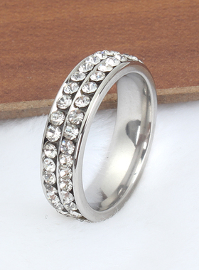 镶钻钛钢刻字定制大气包邮韩版