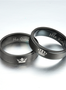 国王情侣戒指一对皇冠刻字定制