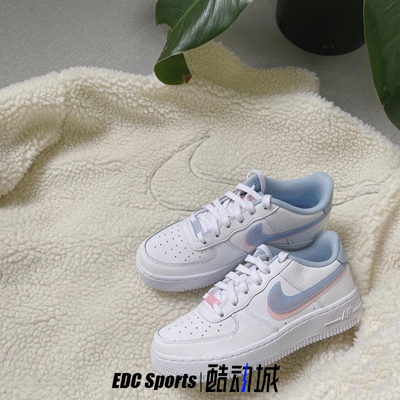 NIKE耐克AIR Force 1 AF1空军一号白蓝粉双钩女子低帮板鞋CW1574-图0