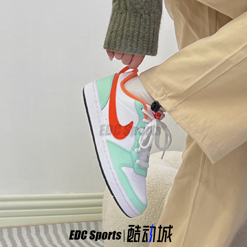 Nike耐克Court Borough low 2 白绿橙色女子低帮休闲鞋FN3687-181 - 图0