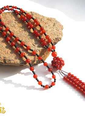 红黑色玛瑙路路通本命年毛衣链