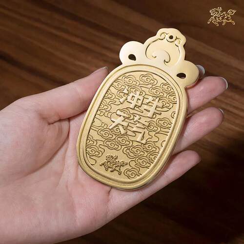 铜师傅 全铜摆件《牛气冲天令牌》铜工艺品 牛年 家居饰品 摆件 - 图1