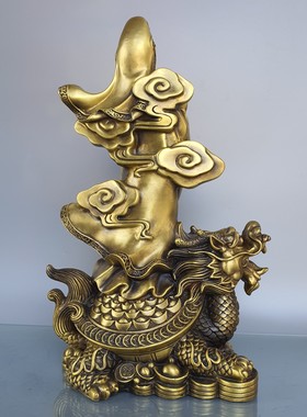 纯铜观音摆件站龙头龟南海观世音