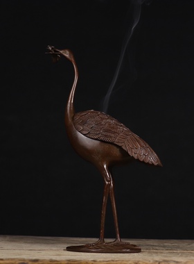 苏工纯铜仙鹤瑞鹤衔如意香炉