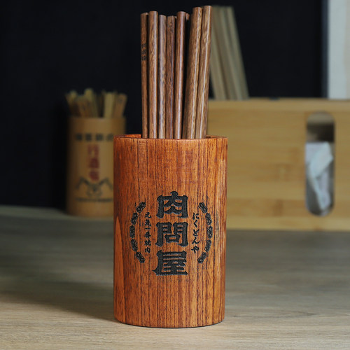 竹筷子筒定做LOGO筷篓筷笼商用串串香竹签筒定制复古餐厅饭店筷桶 - 图0