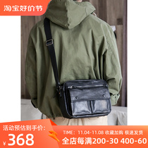 Ancient Man Genuine Leather Postman Baotou Layer Beef Leather Single Shoulder Diagonal Satchel Wave Men Fashion 2022 New Casual Backpacks