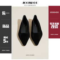 Zeau A Pointy Flat-bottomed Single Shoe Woman 2023 Autumn Winter New Fairy Wind Commute Shallow Mouth Low Heel 100 Hitch Shoes