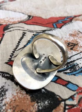 古着全新美国印第安手工银戒指