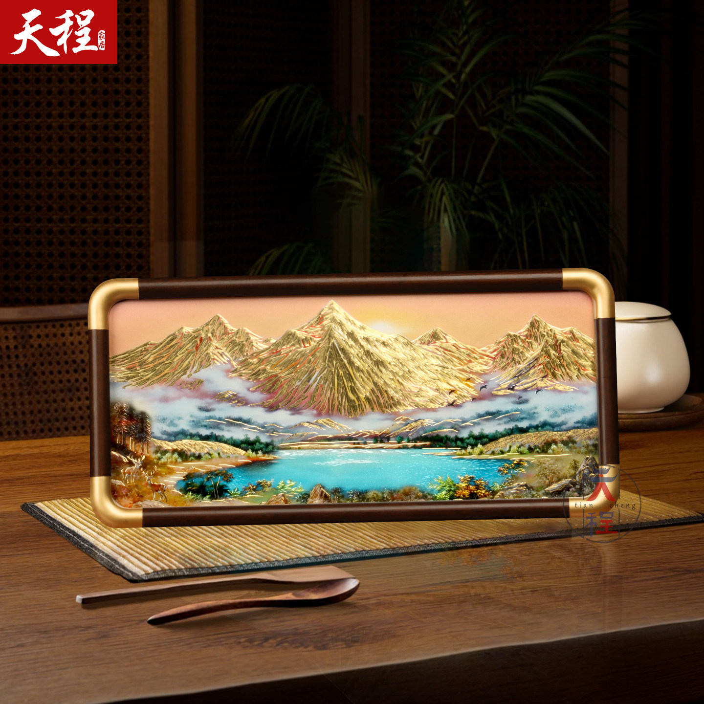 铜雕相框摆台日照金山非遗手工艺铜板画办公室客厅桌面摆件送礼品,淘宝优惠券,粉丝福利购,淘宝优惠卷