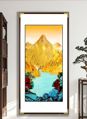 日照金山玄关装饰画铜雕画新中式