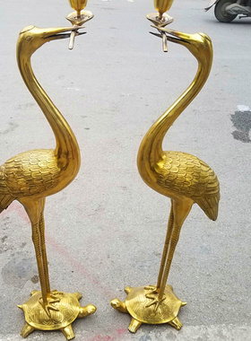 铜器鹤乌龟蜡台定做摆件