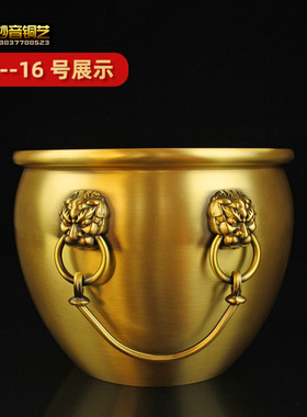 仿古铜狮头双耳故宫缸摆件香炉聚宝盆家用烟缸装饰檀香炉桌面摆件