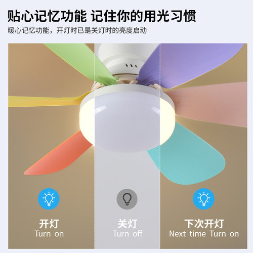 家用宿舍LED遥控小型吊扇灯泡E27螺口灯头一体电风扇灯大风叶静音 - 图3