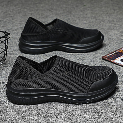 外贸清仓大码网鞋男夏季薄款网面透气休闲运动鞋网眼一脚蹬懒人鞋 - 图2