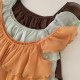 Huahuajia Korean style sweet square neck tie ruffled small flying sleeves chiffon lace shirt for women cake lace top for women