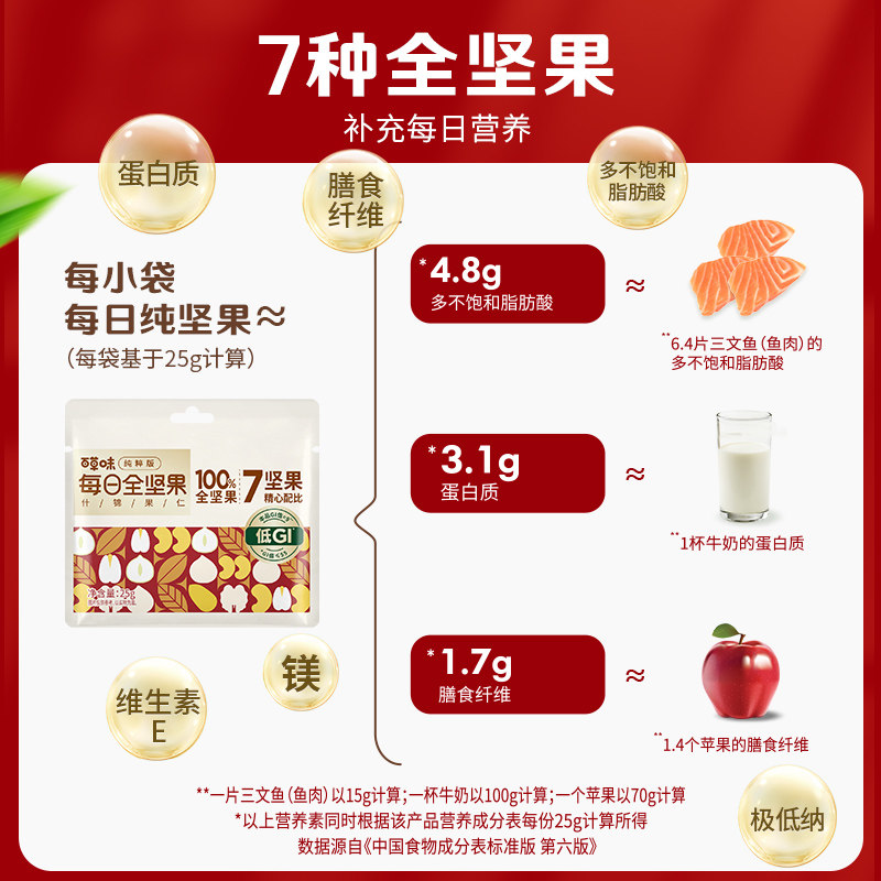 百草味每日坚果礼盒750g/30包孕妇健康零食混合干果仁休闲大礼包