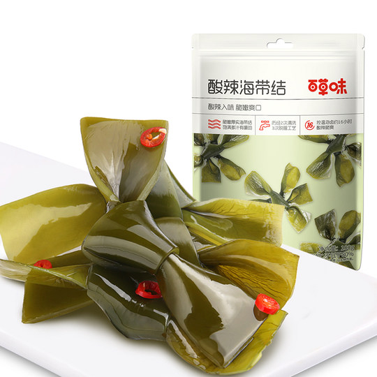 【59元任选10件】百草味酸辣海带结100g海带丝海鲜海味零食辣味