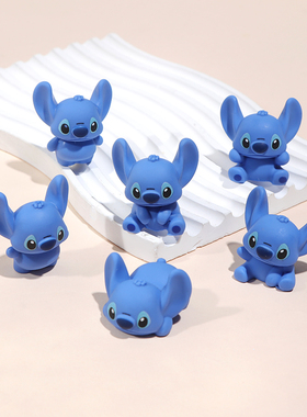 卡通可爱蓝色史迪仔动物萌粒树脂摆件创意电脑桌面车载装饰小摆件