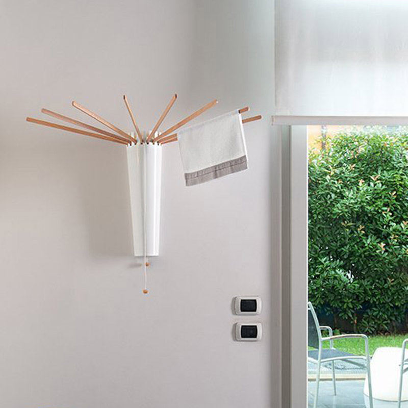 意大利进口foppapedretti章鱼形壁挂晾衣架折叠木质晒衣架晾衣杆 - 图1