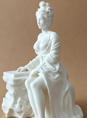 仿石性感古代纯欲美女茶室书房桌面中式风格塑料摆件 琴棋书画-棋