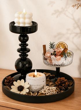 法式托盘香薰入户玄关桌面装饰品
