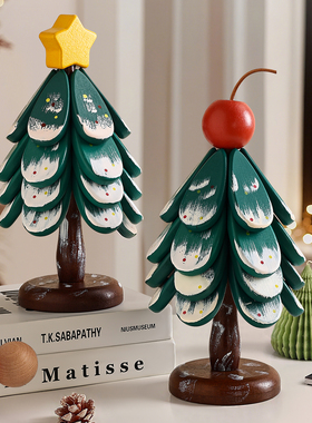 圣诞树实木隔热垫桌面装饰摆件