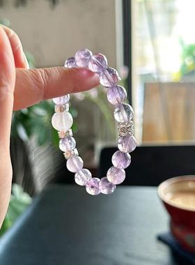 天然水晶招财天然紫水晶手链女款