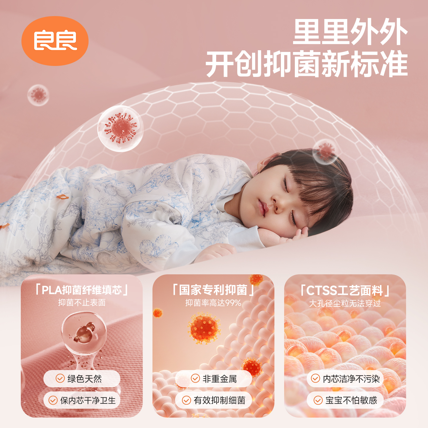 良良婴儿恒温睡袋儿童春秋款防踢被新生儿宝宝秋冬厚