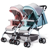 Складная съёмная коляска для близнецов с сидением, детская тележка для двоих, можно сидеть и лежать