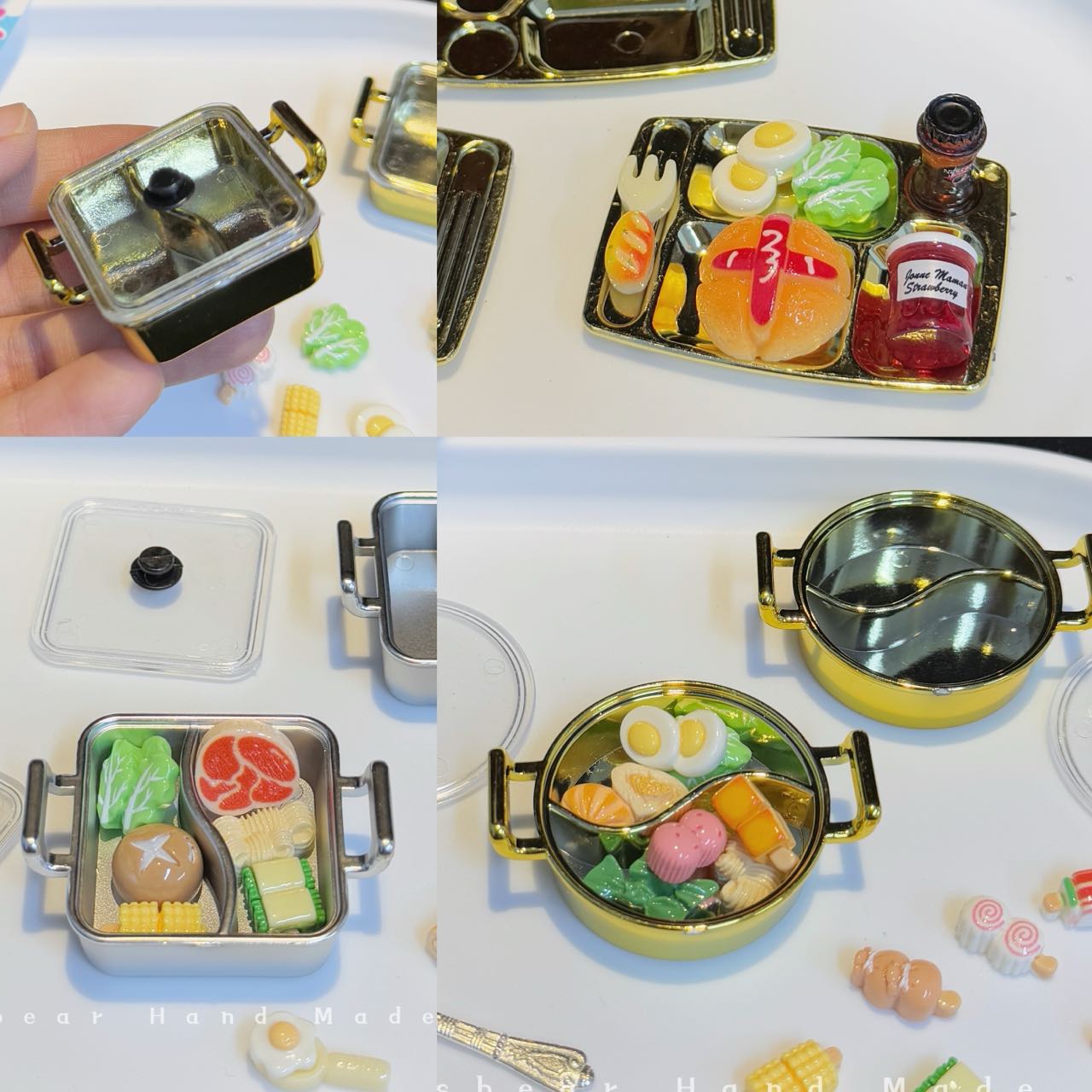 大熊手作 迷你火锅烧烤盘煎锅 微缩食玩过家家捏捏乐甜品蛋糕盘子 - 图2