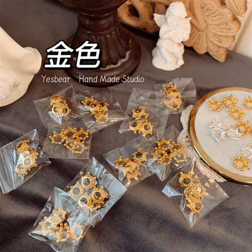 Yesbear大熊手作 金银皇冠金属配件手工复古钥匙扣滴胶材料装饰品 - 图1