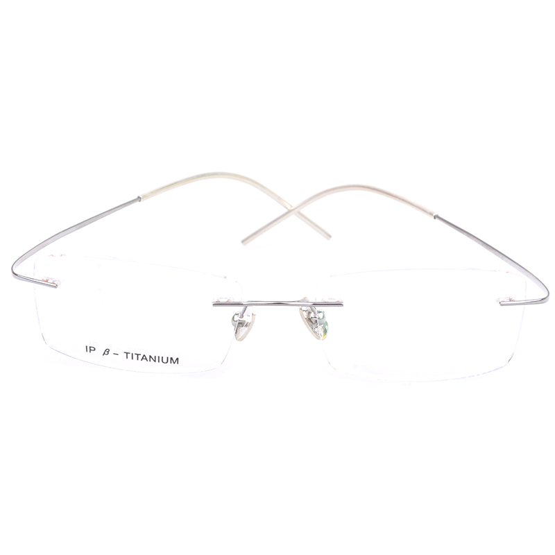 手工925纯银眼镜架理想镜侣眼镜框无框眼镜男女近视β钛超轻 - 图3