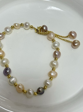 淡水珍珠手链女款ins小众设计手串不规则珍珠手链女生闺蜜礼物