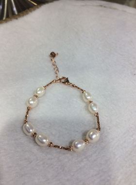 毫米手链椭圆形天然淡水珍珠