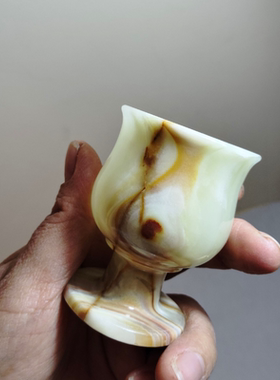 巴基斯坦进口手工天然玉石酒杯摆件家居装饰品