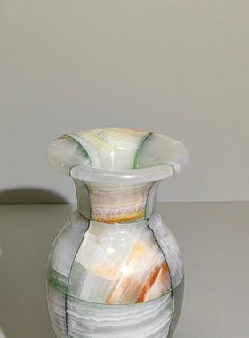 手工制作巴基斯坦玉石花瓶摆件客厅插花装饰品高级感轻奢绿色花器