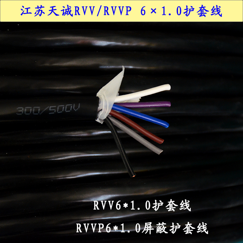 天诚RVV6×1.0 RVVP6*1.0护套线屏蔽国标电源线500米/200米户外线 - 图1