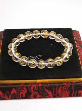 六字箴言水晶单圈佛珠手链礼物送