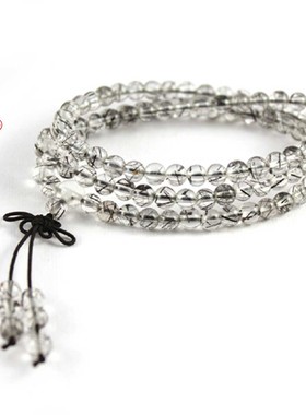 高等级天然黑发晶佛珠手链送鉴定