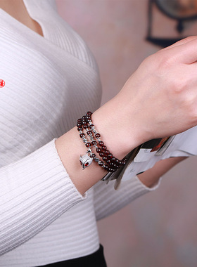 高等级石榴石多层项链饰品手串