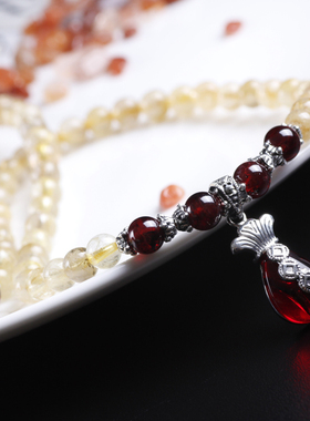 钛晶石榴石多层925银鉴定手链