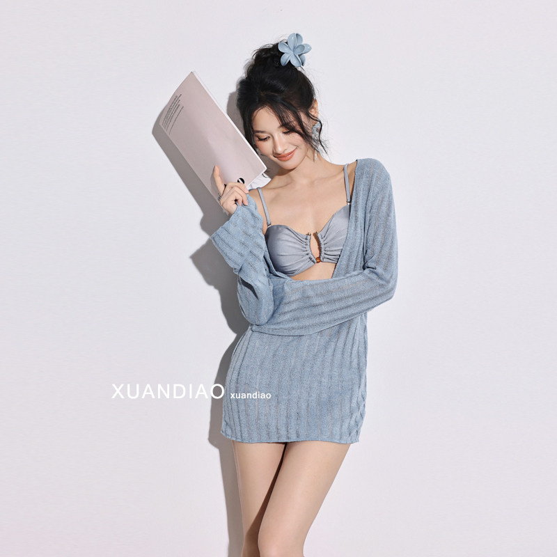 【海盐漫卷】针织开衫女温泉新款空调衫外搭罩衫比基尼平角泳衣,淘宝优惠券,粉丝福利购,淘宝优惠卷