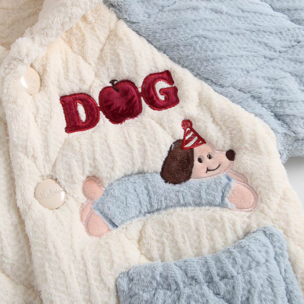 儿童睡衣冬季三层加厚夹棉法兰绒家居服套装男女童可爱卡通连帽款,淘宝优惠券,粉丝福利购,淘宝优惠卷