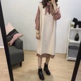 Корейская версия Solid Color v -neck Mid -Length вязаная ...
