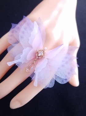 原创薄纱紫色蝴蝶开口表演戒指森系仙气古风夸张指环拍照表演演出